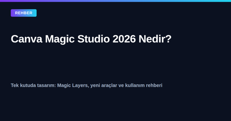 Canva Magic Studio 2026 kapak görseli - yapay zeka tasarım araçları rehberi