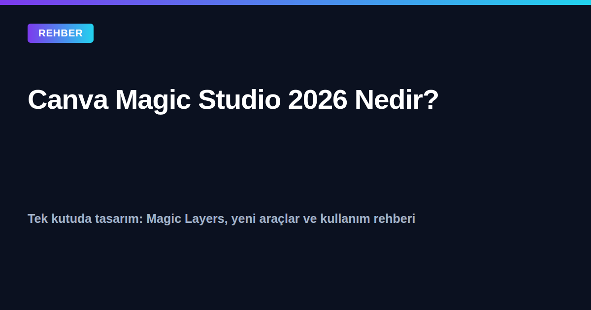 Canva Magic Studio 2026 kapak görseli - yapay zeka tasarım araçları rehberi